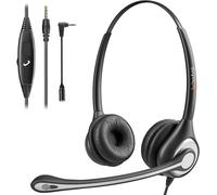 Mobile Phone Headset with Mic Noise Cancelling and Call Controls Computer Headset 3.5mm for iPhone Samsung PC Business Skype Softphone Call Center Office