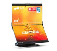 Mobile Pixels Geminos, deux écrans d'ordinateur empilés IPS de 24 pouces avec charge USB-C 65 W, avec angle de vision réglable, webcam 1080p et haut-parleurs 3 W, station d'accueil multiport (moniteur