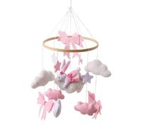 Mobile pour bébé - Mobile de chambre d'enfant lapin au crochet - Jouet sensoriel rotatif à suspendre avec cadre en bois - Décoration bohème en feutre doux pour chambre à coucher, couffin, mur, fenêtre
