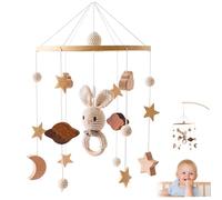 Mobile pour bébé style lapin - Mobile pour berceau - Idéal pour garçons et filles - Nuages 3D - Animaux - Idéal pour berceau - Carillons éoliens - Chambre d'enfant - Décoration de chambre d'enfan