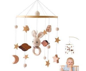 Mobile pour bébé style lapin - Mobile pour berceau - Pour garçons et filles - Nuages 3D - Animaux - Carillons éoliens - Décoration de chambre d'enfant - Cadeaux de fête prénatale