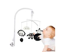 Mobile Pour Berceau - 20 X 35 Cm, Mobile Électrique Rotatif Doux En, Jouet Brodé Fait À La Main, Ornements D'animaux Noirs Et Blancs Avec Mélodies Pour Chambre D'enfant, Poussette, Cadeau De F