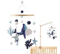 Mobile pour berceau 45, 7 x 20, 3 cm motif baleine corail étoile de mer et coquillage avec anneau de fixation en bambou pour attirer l'attention bébé et favoriser le développement des yeux