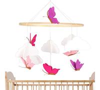 Mobile Pour Berceau De Bébé - Carillons Éoliens D'ange Mobile Pour Berceau, Papillons Dans Les Nuages, Décoration À Suspendre | Excellent Pendentif Hochet En Feutre Étoile Pour Enfant En Bas Âge