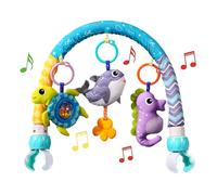 Mobile pour berceau de bébé, jouet d'arc pour poussette, mobile pour couffin, barre de jouet réglable avec clip pour siège de voiture avec boîte à musique, hochets (bleu)