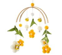 Mobile pour berceau de bébé, jouets suspendus pour berceau, fleurs Boho et abeilles, mobile pour bébé avec cloche, jouet apaisant, cognition visuelle de couleur pour décoration chambre d'enfant
