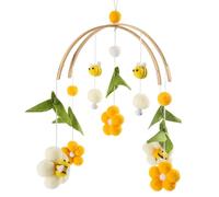 Mobile pour berceau de bébé, jouets suspendus pour berceau, fleurs Boho et abeilles, mobile pour bébé avec cloche, jouet apaisant, cognition visuelle de couleur pour décoration chambre d'enfant