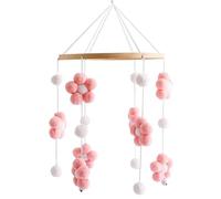 Mobile pour berceau de bébé Mobile musical apaisant pour berceau avec boules de poils à fixation sécurisée Bébé éducatif pour favoriser le développement auditif et visuel..