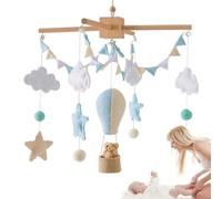 Mobile pour berceau de bébé, mobiles de berceau pour bébés, support mobile en montgolfière avec boules feutre nuage et étoile, jouets mignons pour bébé pour décoration plafond chambre à couc