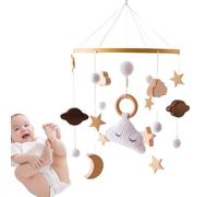 Mobile Pour Berceau En Bois Avec Carillon À Vent Et Étoiles De Lune, Décoration De Chambre D'enfant, Sons Visuels Apaisants 44 X 23 Cm, Suspension Douce, Design Enchanteur, Pour Garçons Et Filles