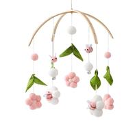 Mobile pour berceau - Jouet de chambre de bébé à suspendre, décoration de fleur d'abeille, en tissu feutré, barre transversale en bois, support de serrage de bras | Carillon à vent Musical
