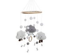 Mobile pour berceau, mobile pour berceau de bébé fille, mobile en bois pour berceau arc-en- avec boule de coton colorée, boule en feutre de laine, bohème, mobile pour berceau jouet, mobile pour ch