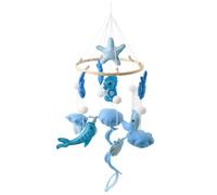 Mobile pour berceau, mobile pour berceau, sur le thème de l'océan avec créatures marines en peluche douce, jouet visuel apaisant pour nourrisson, bleu et blanc pour berceaux