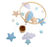 Mobile pour Berceau Nuage Montgolfière en Feutre pour Bébé | Décor Suspendu Chambre, Usage Nurserie et Kids Room, Motif en Bois et Boules