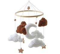 Mobile pour chambre d'enfant - Mobile à suspendre pour berceau, nuage doux, lune et étoile en bois, marron, convient aux berceaux et poussettes, marron
