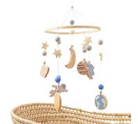 Mobile pour lit de bébé - Décoration en bois pour chambre d'enfant - Vaisseau spatial rotatif à 360° - Design planète - Mobile apaisant pour stimulation visuelle - Pour le sommeil, les voyages, la