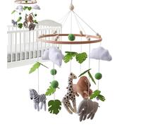 Mobile pour lit d'enfant - Décoration à suspendre en feutre - Lion, girafe et éléphant - Carillon à vent doux pour la maternelle pour un sommeil confortable pour nouveau-nés, filles et tout-petits