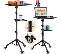 Mobile Projector Stand on Stand: Versatile Stand with Metal Casters, Adjustable Tray 71-137 cm, 180° Rotation, Load 14 kg, Ideal for Projectors, Computers, Sheet Music