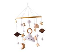 Mobile Sensoriel Montessori pour Bébé, Mobile Rotatif Multicolore avec Hochets, Décor de Pépinière pour Nouveau-né et Enfant en Bas Âge- nuage