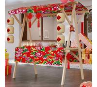 Mobile Street Food Vendor Chariot, Vending Stands Pushcart 4 Roues avec Baldaulin À Vendre Fruit/Fleur Hot Dog/Crème Glacée, Kiosque en Bois Pliable Cart Display Rack