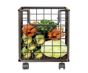 Mobile Trolley, Sliding Tiered Bin, Locking Wheel Stand, Ventilated Basket Function, Housekeeping Gear, Slim Size for Bathroom Vegetable Fruit Snack