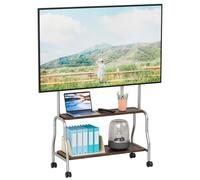 Mobile TV Stand with Wheels for 32-75 inch Flat Curved Screens, Stainless Steel Easel Rolling TV Cart, 2-Tier Shelf & 110 lbs Capacity, Portable TV Stand for Living Room Bedroom Acier Inoxydable