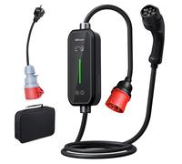 Mobile WallBox EV Chargeur 11kW 2 Type 6m Câble de charge 6-16A Fiche CEE Adaptateur, Courant réglable contrôlé avec écran LCD Fiche Schuko