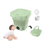 Mobile Waschmaschine, Mini Waschmaschine Faltbar 8L Leicht Zusammenklappbar mit 360° Blu-Ray Klappbare Waschmaschine für Wohnungswäsche Camping Wohnmobil,Green