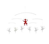 Flensted Ballerina Mobile en film sérigraphié, dans les couleurs blanc et rouge, dimensions : 38 x 70 cm, 126 W
