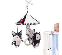 Mobiles De Pépinière - Toys Nouveau-nés À Contraste À Contraste De Animale | Décor Mobile De Lit De Jungle Portable, Hibou En Peluche, Jouets Réconfortants D'éléphants Et De Renard, Cintre De B