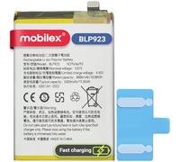 MOBILEX® Batterie BLP923 pour OPPO A57 / A57s / A77 5G / OnePlus Nord N20 SE/Realme C51 | Charge rapide 33 W SupervoOC | 5 000 mAh - OEM | Pièce de rechange interne avec adhésif | Capacité d'origine