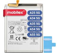 MOBILEX® Batterie EB-BA546ABY pour Samsung Galaxy A25 5G / A34 5G / A35 5G / A54 5G / A55 5G | 5000mAh - OEM | Remplacement Interne avec Adhésif | Capacité d'origine