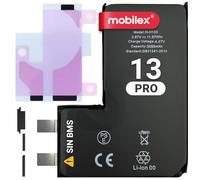 MOBILEX® Batterie sans BMS pour iPhone 13 Pro | 3095 mAh - Capacité d'origine | Cellule interne de rechange | OEM | Sans câble Flex | Nécessite une soudure