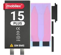 MOBILEX® Batterie sans BMS pour iPhone 15 Plus | 4383mAh - Capacité d'origine | Cellule Interne de Rechange | sans Nappe | Soudure requise