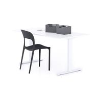 MOBILI FIVER, Bureau Clara 160x80, Blanc Béton, avec Pieds Fixes Blancs, Mélaminé/Aluminium/Acier, Bureau d'ordinateur pour Bureau
