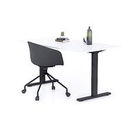 MOBILI FIVER, Bureau Clara 160x80, Blanc Béton, avec Pieds Fixes Noirs, Mélaminé/Aluminium/Acier, Bureau d'ordinateur pour Bureau