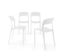 MOBILI FIVER, Chaise Amanda, Lot de 4, Blanc, Polypropylène, Chaise pour Cuisine, Jardin, Salon