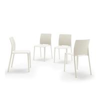 MOBILI FIVER, Chaises Emma, Lot de 4, Blanc, Polypropylène et Fibres de Verre, Chaises Modernes pour Bars et Restaurants, Cuisine, Jardin, Salon, Made in Italy