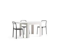 Mobili Fiver, Eldorado Table de Salle à Manger, Mélaminé, Ouverture à Rabat, Frêne Blanc, Extensible jusqu'à 180 cm, fermée 90 x 90 x 77 cm