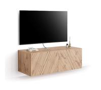 Mobili Fiver, Meuble TV Mural Emma avec Porte, Bois Rustique, 104 cmx42 cmx36 cm, Meuble TV Mural Suspendu pour TV jusqu'à 43'' TV, Made in Italy