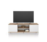 Mobili Fiver, Meuble TV Rachele, Bois Rustique - Frêne Blanc, 150 cmx42 cmx48 cm, Meuble TV Design pour TV jusqu'à 65'' TV, Made in Italy