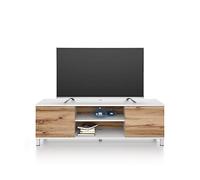 Mobili Fiver, Meuble TV Rachele, Frêne Blanc - Bois Rustique, 150 cmx42 cmx48 cm, Meuble TV Design pour TV jusqu'à 65'' TV, Made in Italy