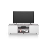Mobili Fiver, Meuble TV Rachele, Gris Béton - Frêne Blanc, 150 cmx42 cmx48 cm, Meuble TV Design pour TV jusqu'à 65'' TV, Made in Italy
