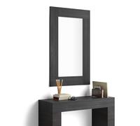 Mobili Fiver, Miroir Mural rectangulaire Evolution, 118 x 73 cm, Frêne Noir, Miroir pour Chambre, Couloir, Entrée, Salon, Made in Italy