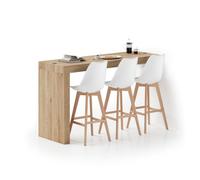 MOBILI FIVER, Péninsule Evolution 180x60, Chêne Clair et Chargeur sans Fil, Table Haute de Cuisine pour 6 Personnes, Made in Italy