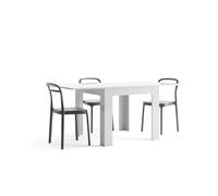 MOBILI FIVER, Table carrée Extensible, Eldorado, 90x(180) x90 cm, Blanc laqué Brillant, pour 4-8 Personnes, Table Extensible pour Cuisine, Made in Italy