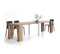 MOBILI FIVER, Table Console Extensible avec rallonges intégrées Evolution, 45(305) x80 cm, Bois Rustique, pour 12 Personnes, Console Extensible pour Couloir, Entrée, Salon, Made in Italy