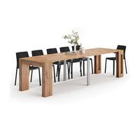 Mobili Fiver, Table Console Extensible avec Support d'extension Simple Easy, 45(305) x 90 cm, Chêne Rustique, Made in Italy