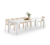 MOBILI FIVER, Table Console Extensible First, 45(305) x90 cm, Frêne Blanc, pour 14 Personnes, Console Extensible pour Cuisine et Salon, Made in Italy