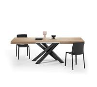 MOBILI FIVER, Table Extensible Emma 160(240) x90 cm, Chêne Clair avec Pieds Croisés Noirs, pour 6-10 Personnes, Table Extensible pour Cuisine, Salon, Made in Italy